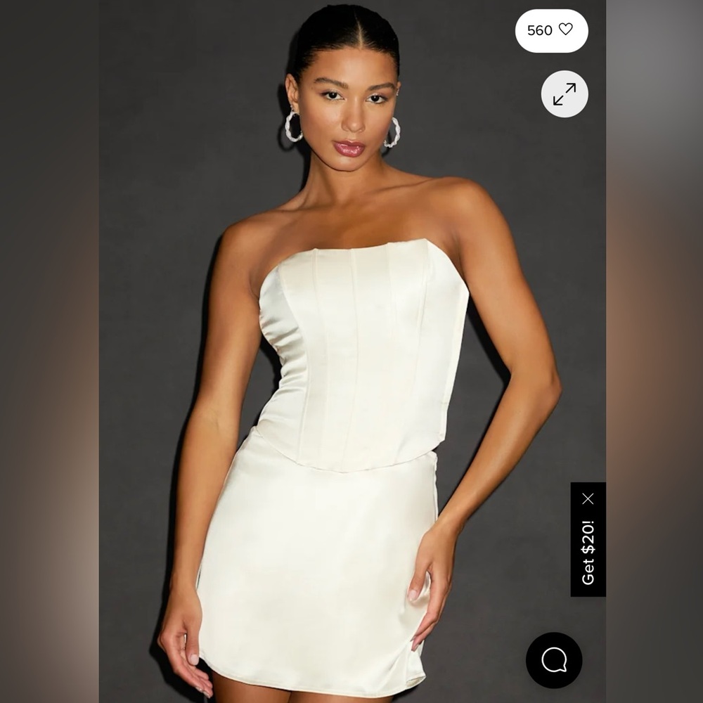 Lulus Paget Cream Satin Bustier Two-piece Mini Dress